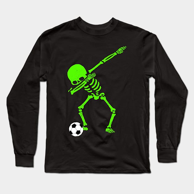 Halloween Dabbing Skeleton Soccer Ball T-Shirt Skeleton Dab Long Sleeve T-Shirt by vo_maria